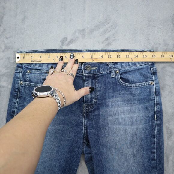 Calvin Klein Pants Womens 30 Blue Flared Mid Rise Medium Wash Denim Button Jeans - Picture 5 of 14